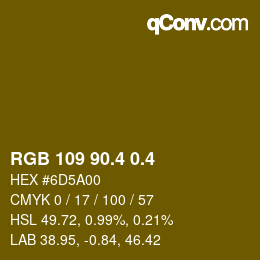 カラーコード: RGB 109 90.4 0.4 | qconv.com
