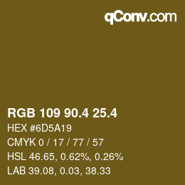 カラーコード: RGB 109 90.4 25.4 | qconv.com