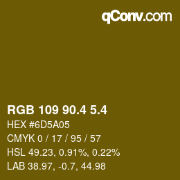 カラーコード: RGB 109 90.4 5.4 | qconv.com