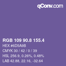 カラーコード: RGB 109 90.8 155.4 | qconv.com