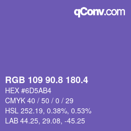 カラーコード: RGB 109 90.8 180.4 | qconv.com