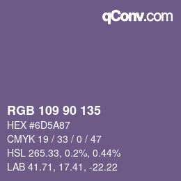 Farbcode: RGB 109 90 135 | qconv.com