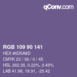 カラーコード: RGB 109 90 141 | qconv.com