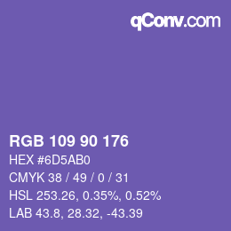 Farbcode: RGB 109 90 176 | qconv.com