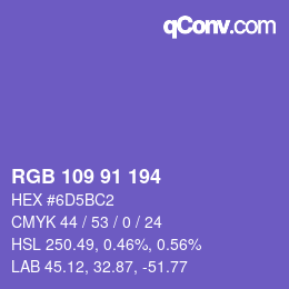 Color code: RGB 109 91 194 | qconv.com