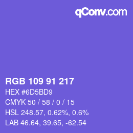 Color code: RGB 109 91 217 | qconv.com