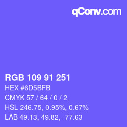 Color code: RGB 109 91 251 | qconv.com