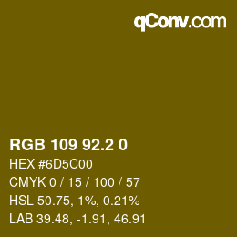 カラーコード: RGB 109 92.2 0 | qconv.com
