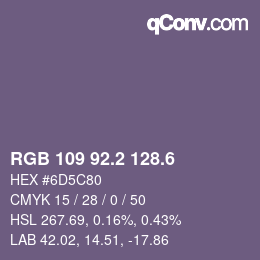 カラーコード: RGB 109 92.2 128.6 | qconv.com