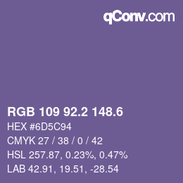 カラーコード: RGB 109 92.2 148.6 | qconv.com