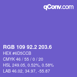 カラーコード: RGB 109 92.2 203.6 | qconv.com