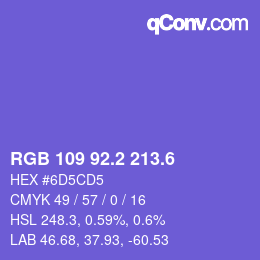 カラーコード: RGB 109 92.2 213.6 | qconv.com
