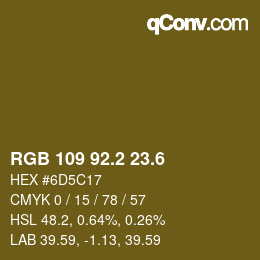 カラーコード: RGB 109 92.2 23.6 | qconv.com