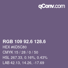 カラーコード: RGB 109 92.6 128.6 | qconv.com