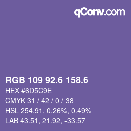 カラーコード: RGB 109 92.6 158.6 | qconv.com