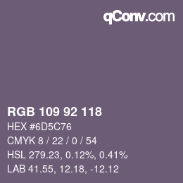 カラーコード: RGB 109 92 118 | qconv.com
