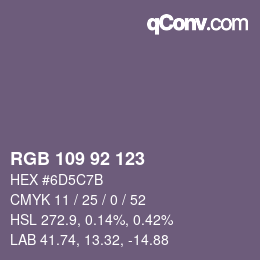 カラーコード: RGB 109 92 123 | qconv.com