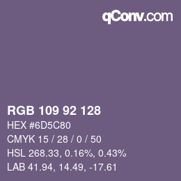 颜色代码: RGB 109 92 128 | qconv.com