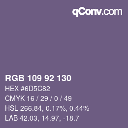 颜色代码: RGB 109 92 130 | qconv.com