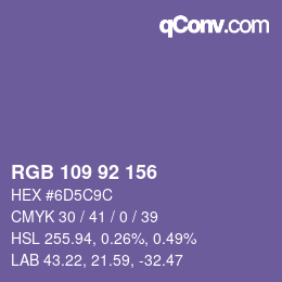 カラーコード: RGB 109 92 156 | qconv.com