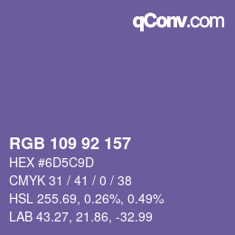 カラーコード: RGB 109 92 157 | qconv.com