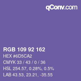 カラーコード: RGB 109 92 162 | qconv.com