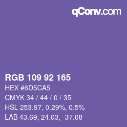 颜色代码: RGB 109 92 165 | qconv.com