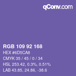 颜色代码: RGB 109 92 168 | qconv.com