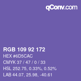 Color code: RGB 109 92 172 | qconv.com