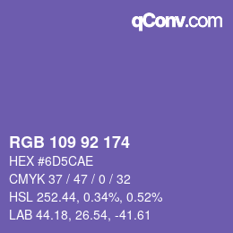 颜色代码: RGB 109 92 174 | qconv.com