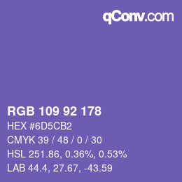 カラーコード: RGB 109 92 178 | qconv.com
