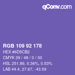 Color code: RGB 109 92 178 | qconv.com