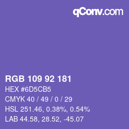 颜色代码: RGB 109 92 181 | qconv.com