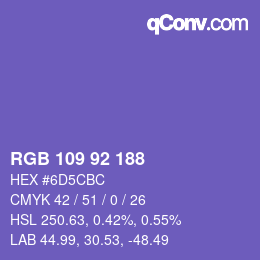 カラーコード: RGB 109 92 188 | qconv.com