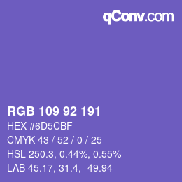 カラーコード: RGB 109 92 191 | qconv.com