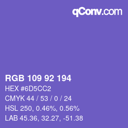 颜色代码: RGB 109 92 194 | qconv.com