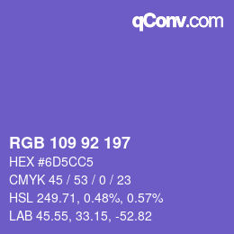 カラーコード: RGB 109 92 197 | qconv.com