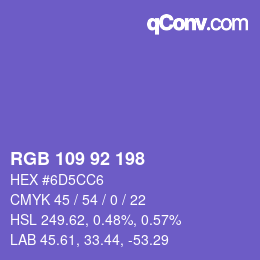 カラーコード: RGB 109 92 198 | qconv.com