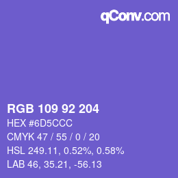颜色代码: RGB 109 92 204 | qconv.com