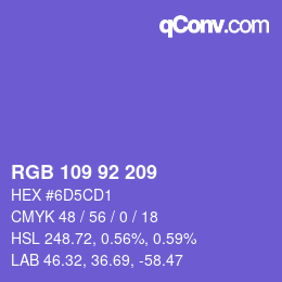 颜色代码: RGB 109 92 209 | qconv.com