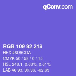 カラーコード: RGB 109 92 218 | qconv.com