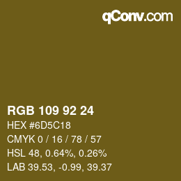 颜色代码: RGB 109 92 24 | qconv.com