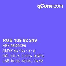 Color code: RGB 109 92 249 | qconv.com