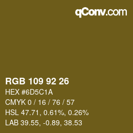 カラーコード: RGB 109 92 26 | qconv.com