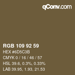 カラーコード: RGB 109 92 59 | qconv.com