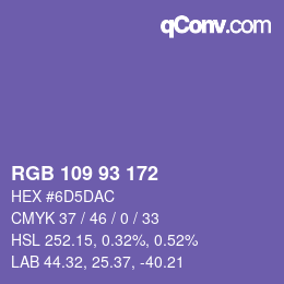 Color code: RGB 109 93 172 | qconv.com