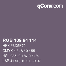 Color code: RGB 109 94 114 | qconv.com