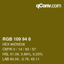 カラーコード: RGB 109 94 8 | qconv.com
