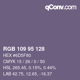 Color code: RGB 109 95 128 | qconv.com
