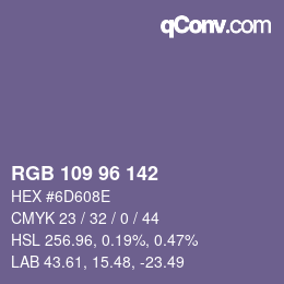 Color code: RGB 109 96 142 | qconv.com